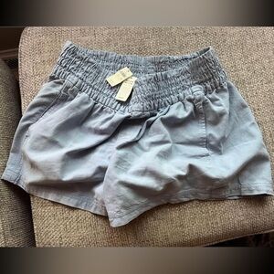 Light Gray Elastic Waist Shorts